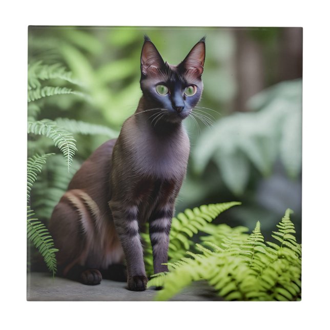 Dexter the Black Siamese Cat, Ceramic Tile Kakelplatta (Framsidan)