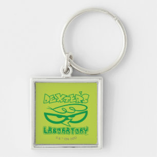 Dexters Laboratory Ansikte Logotyp Fyrkantig Silverfärgad Nyckelring