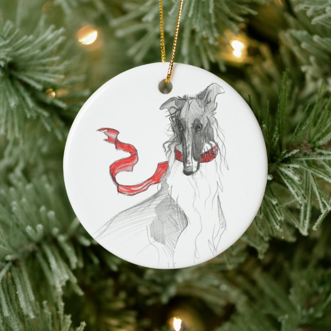 Dezzoi Scott Russian Red Borzoi jul Ornament (Träd)