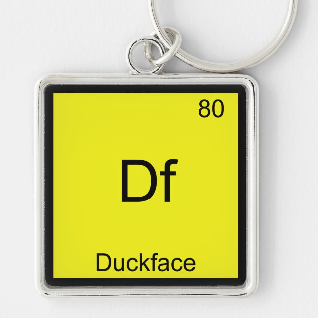 Df - Ankansikte Elementsymbol Meme Rolig Kemi Fyrkantig Silverfärgad Nyckelring (Framsidan)