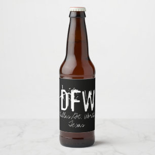 DFW Dallas flygplatskod Typografi Ölflaska Etikett