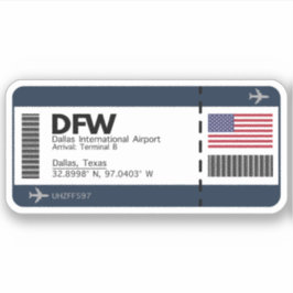 DFW Dallas, Texas Airport Sticker - Boarding Pass Klistermärken