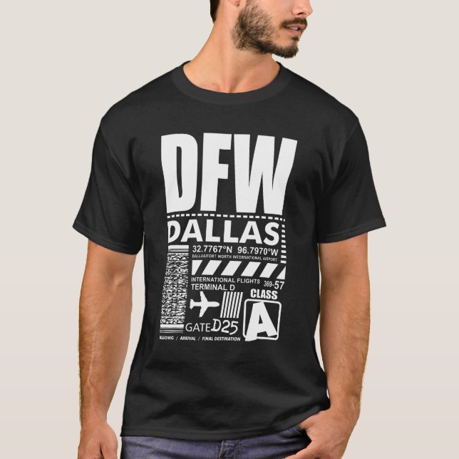 DFW:s flygplats Dallas Fort Worth Internationell T Shirt (Framsida)