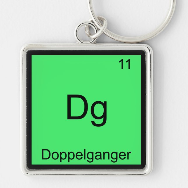 Dg - Dubblettgänger Roligt kemielements symbol Fyrkantig Silverfärgad Nyckelring (Framsidan)