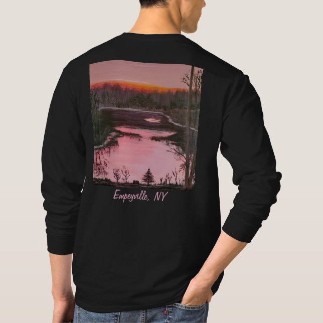 DG Paintings Empeyville Pond Sunset long sleeve  T Shirt (Baksida)