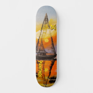 DG Paintings Solnedgång Segla Mini Skateboard Bräda 18,5 Cm