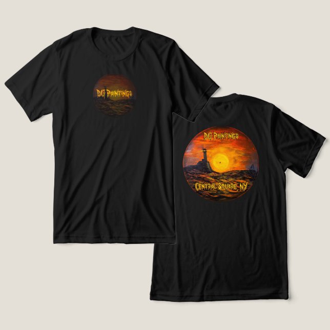 DG Paintings Solnedgångs fyr T Shirt (Design fram och bak)