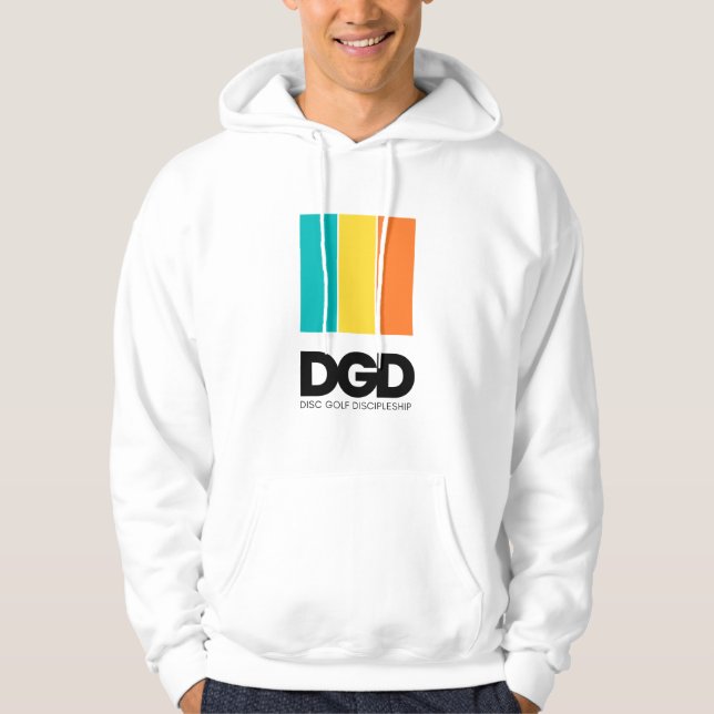 DGD Stripe Logotyp Hoodie (vit) (Framsida)