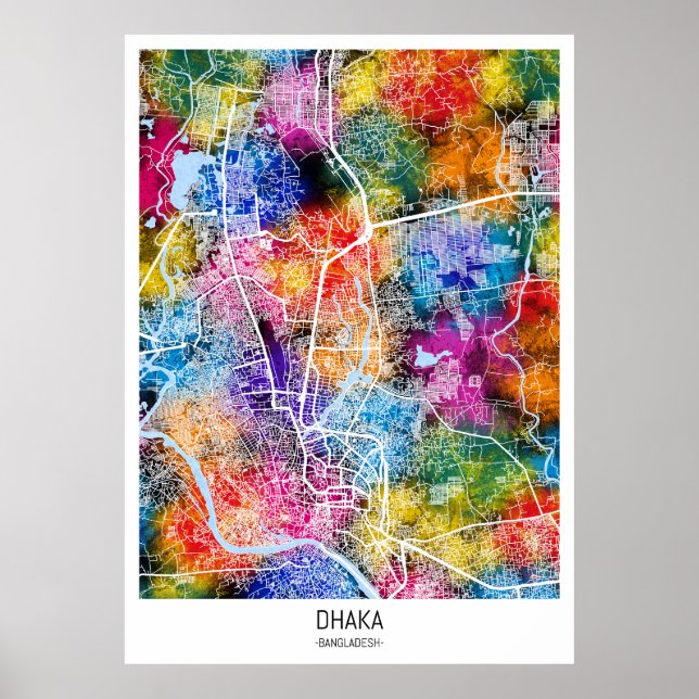 Dhaka Bangladesh City Karta Poster (Framsidan)