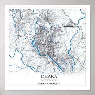 Dhaka Bangladesh City Karta Travel Simple Minimal Poster