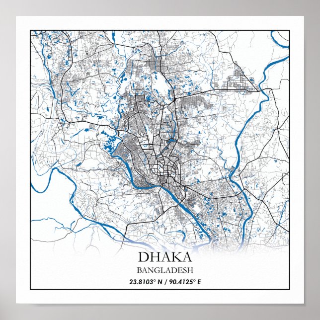 Dhaka Bangladesh City Karta Travel Simple Minimal Poster (Framsidan)