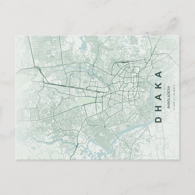 Dhaka Bangladesh Karta Minimal vykort (Framsida)