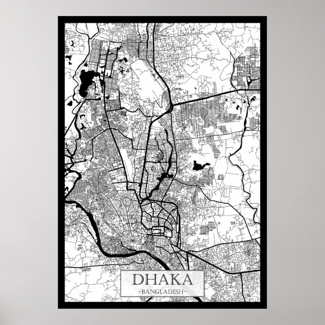 Dhaka Bangladesh Map Poster (Framsidan)