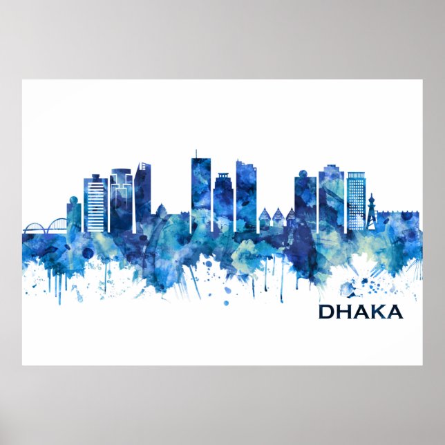 Dhaka Bangladesh Skyline Blue Poster (Framsidan)