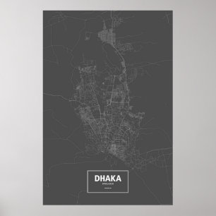 Dhaka Bangladesh (vit på svart) Poster
