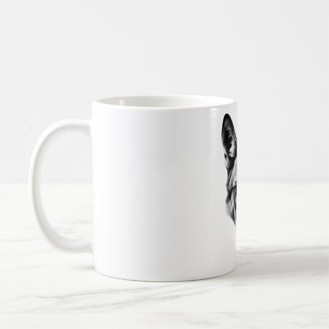 Dhålshuvud, svart och vit T-Shirt Kaffemugg (Vänster)