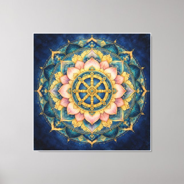 Dhamar Lotus Mandala Canvastryck (Framsida)