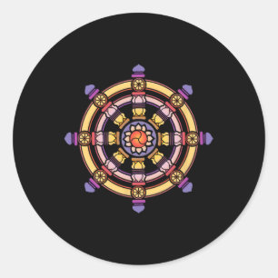 Dharma-hjulet Meditation Lotus Chakra Yoga Dharmac Runt Klistermärke