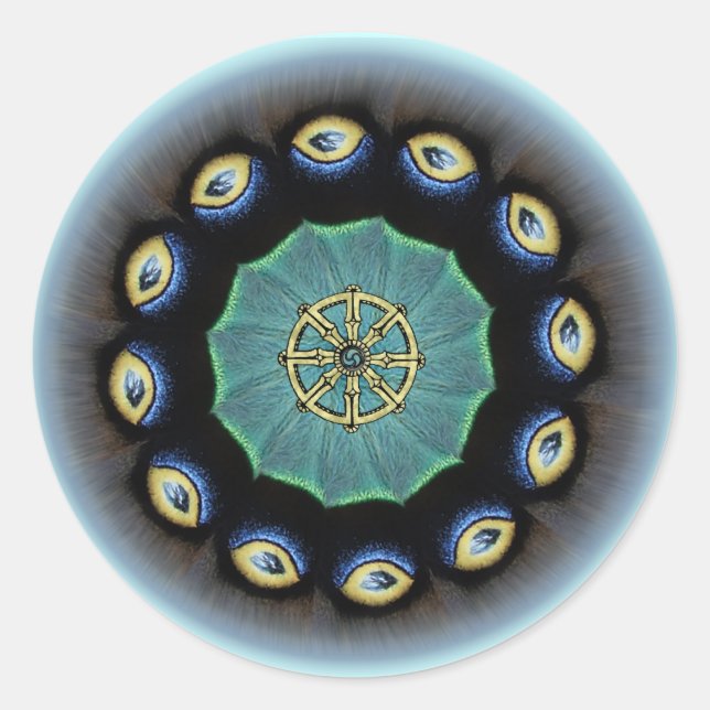 Dharma rullar Mothwing klistermärkear Runt Klistermärke (Framsida)