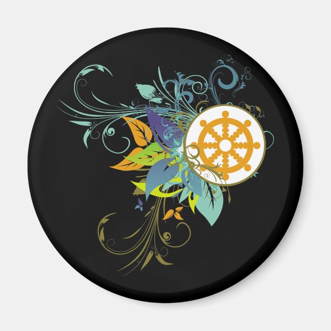 Dharma Wheel-Blommigt Magnet (Framsidan)