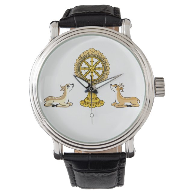 Dharma Wheel & Deers Buddha Watch Armbandsur (Framsida)