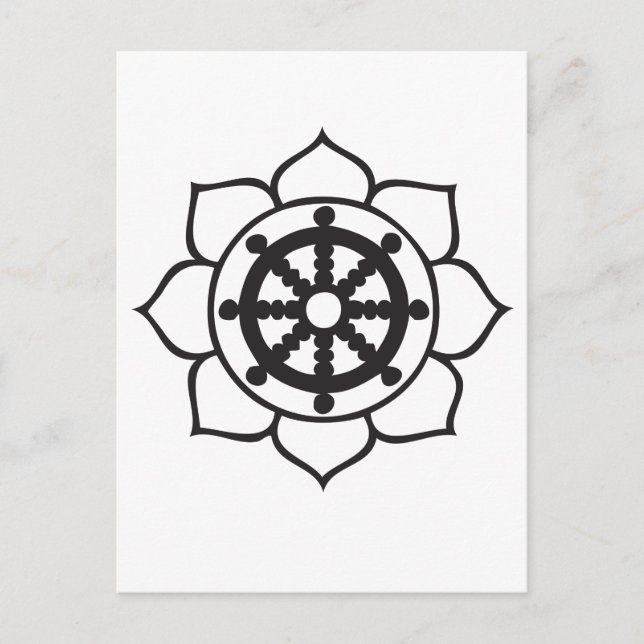 Dharma Wheel Lotus Vykort (Framsida)