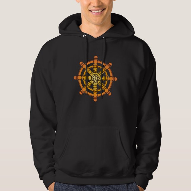 Dharma Wheel Meditation Lotus Chakra Yoga Dharmach Hoodie (Framsida)