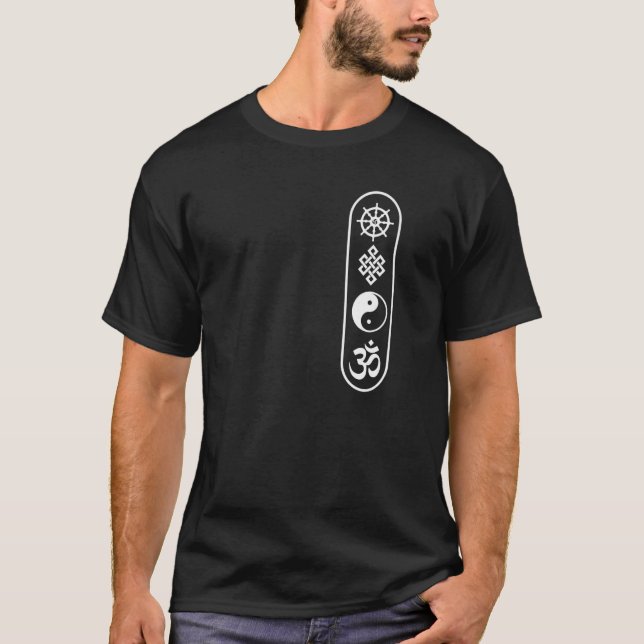 Dharmachakra Wheel  Om Sign  Yin Yang  Endless Kno T Shirt (Framsida)