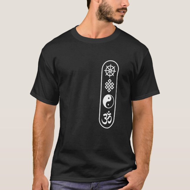 Dharmachakra Wheel Om Sign Yin Yang Endless T Shirt (Framsida)