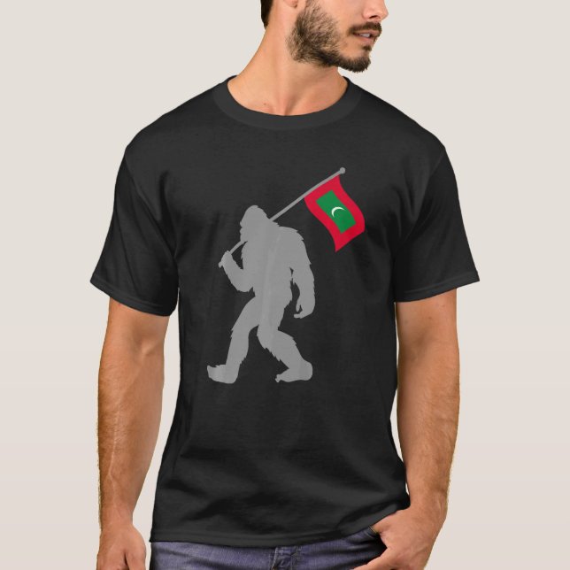 Dhivehi Raajje eller Maldivian Flagga på Maldivern T Shirt (Framsida)