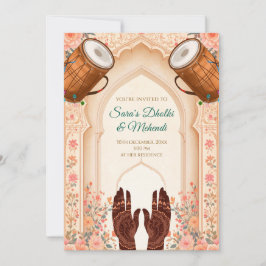 Dholki inbjuder Mehndi-inbjudningar, Mehendi-kort Inbjudningar