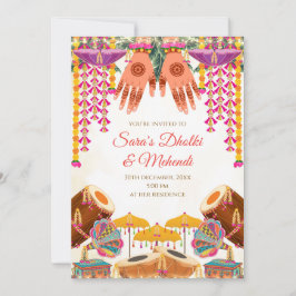Dholki-inbjudningar Digital Mehndi-inbjudan, Digit Inbjudningar