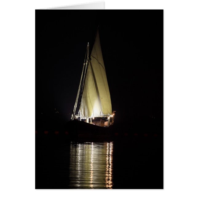Dhow i Doha, på natten Hälsningskort (Framsidan)
