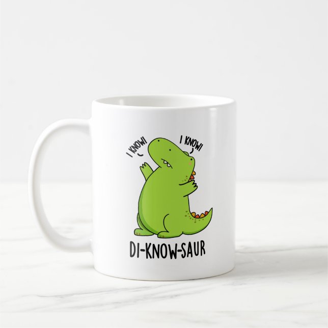 Di-know-saur Funny Dinosaur Pun Kaffemugg (Vänster)