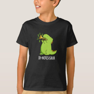Di-notes-saur Rolig Dinosaur Puns Svart BG T Shirt