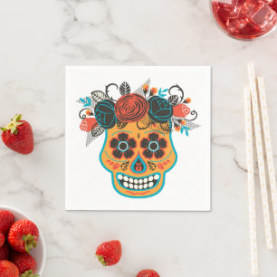 Dia de borttappad Muertos Sugar Skull med Ro Pappersservett