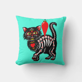 Dia De Los jul Kattunge Cute Kudde