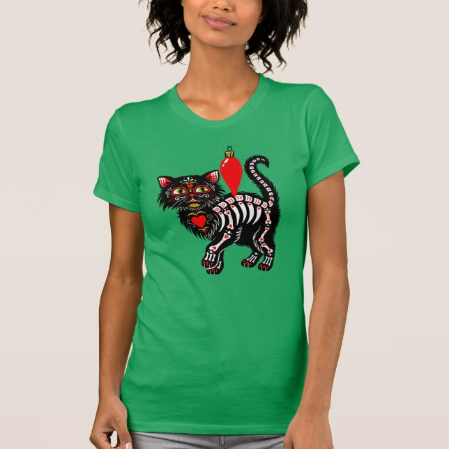 Dia De Los jul Kattunge Cute T Shirt (Framsida)