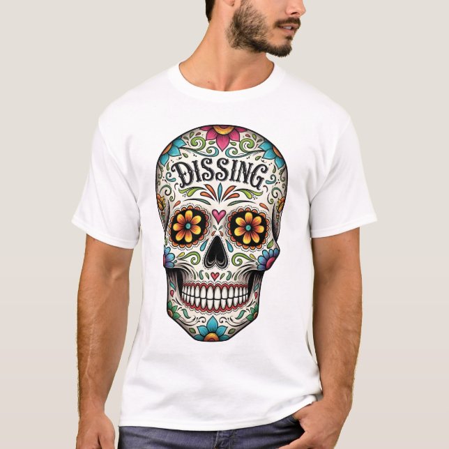 Dia de los muertes skalle. Mexikanska Day of the d T Shirt (Framsida)