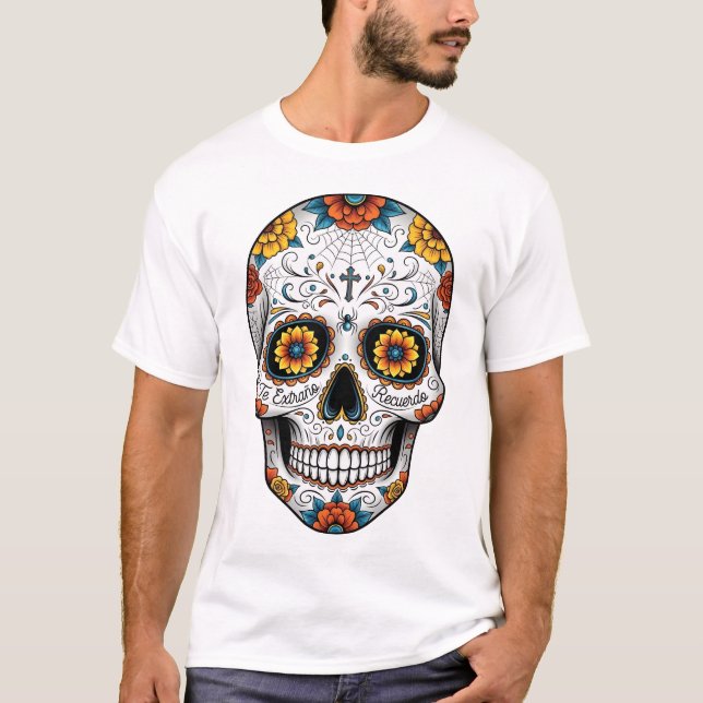Dia de los muertes skalle. Mexikanska Day of the d T Shirt (Framsida)