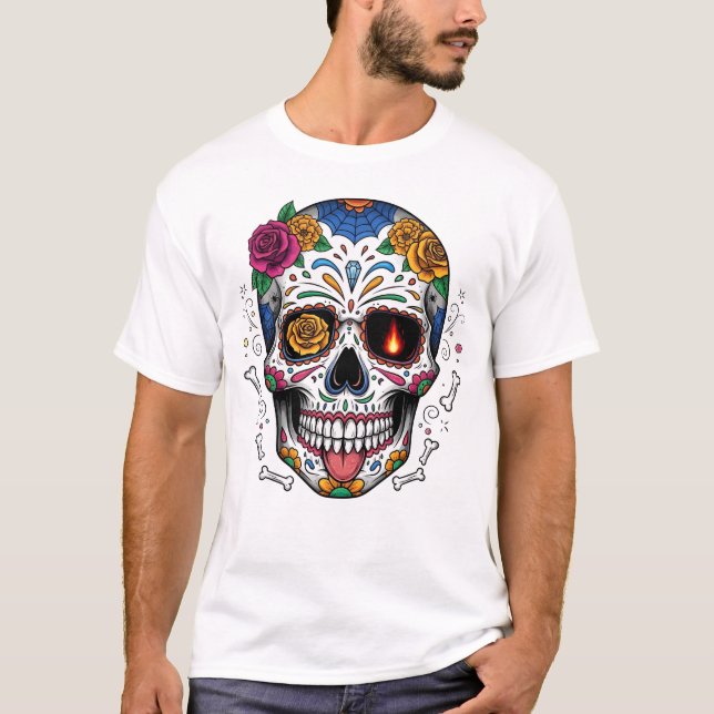 Dia de los muertes skalle. Mexikanska Day of the d T Shirt (Framsida)