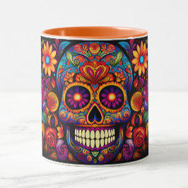 Dia de los Muertos Add Namn Skull Orange Inside Mugg