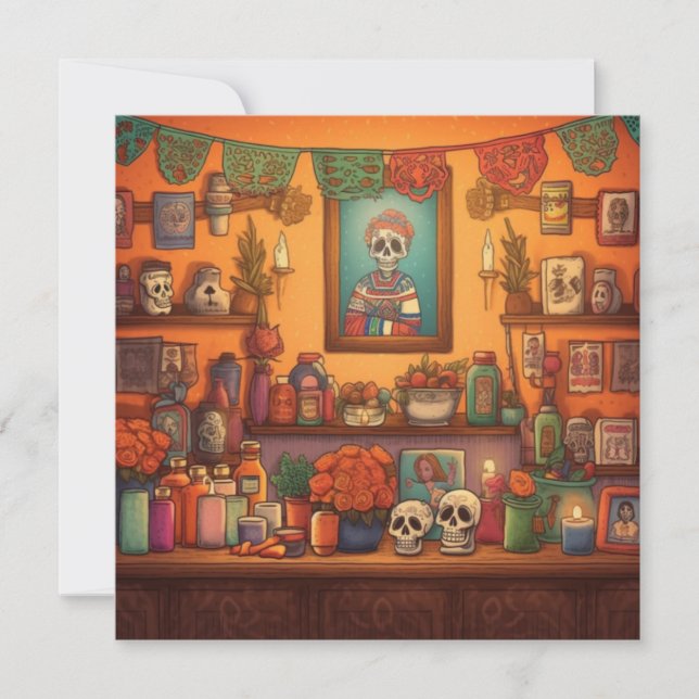 Dia de los Muertos, Altar Visning Inbjudningar (Framsida)