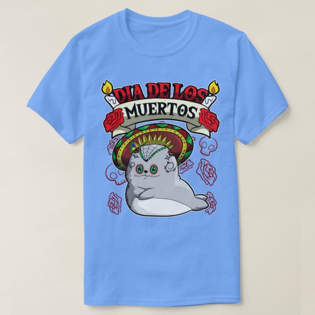 Dia De Los Muertos Animals Seal T Shirt (Design framsida)