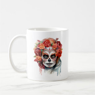 Dia de los Muertos Bevackra Woman Sugar Skull Kaffemugg