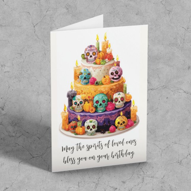 Día de los Muertos Birthday Cake Kort (Skapare uppladdad)