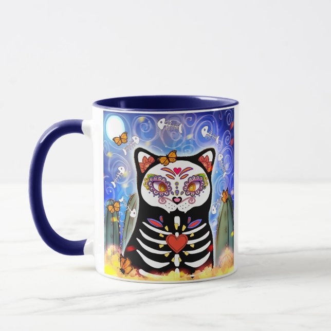 Dia De Los Muertos Black Cat Mugg (Vänster)