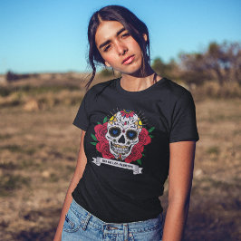 Dia de Los Muertos Blommigt Sugar Skull T Shirt