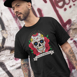 Dia de Los Muertos Blommigt Sugar Skull T Shirt