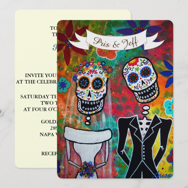 DIA DE LOS MUERTOS BRÖLLOP INBJUDNINGAR (Fram/baksida)
